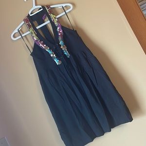 NANETTE LEPORE temptress tunic beaded SzM halter Tback NWT